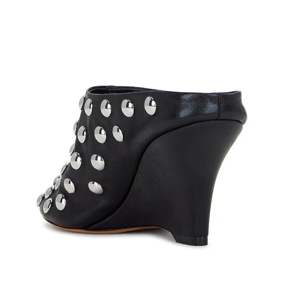 KHAITE The Apollo Studded Leather Wedge Mules - Picture 3 of 13
